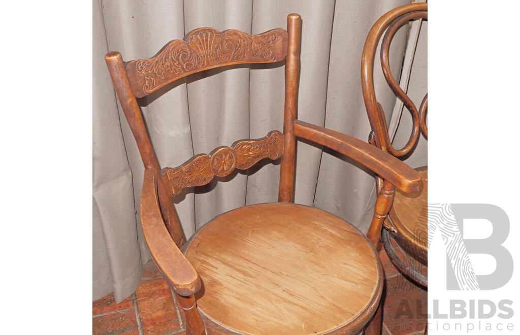 Three Antique Bentwood Chairs Circa 1900