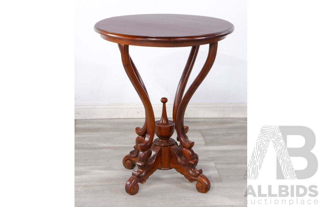 Vintage Mahogany Wine Table With Carved Scroll Work Legs