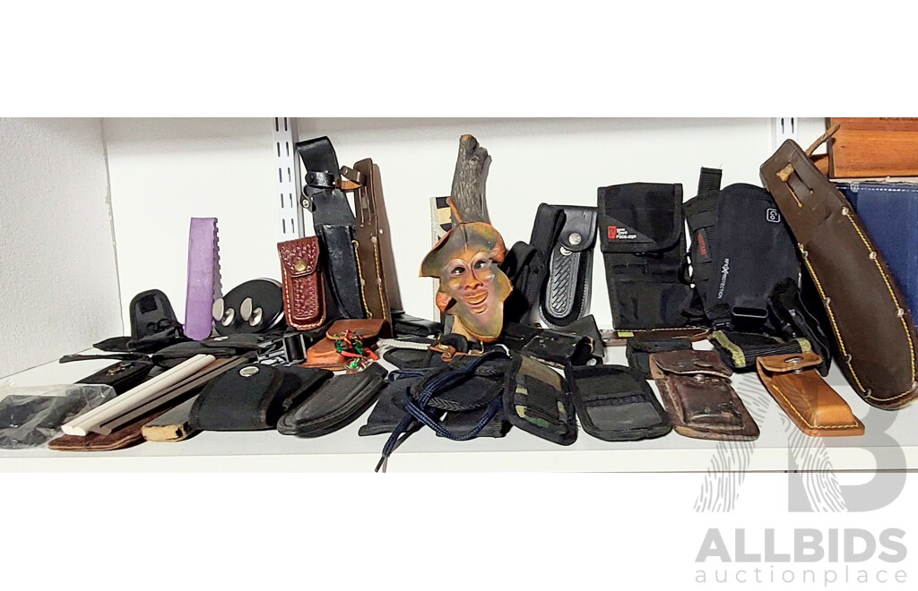 Collection KNife Scabbards and Sheaths Including Leather Examples