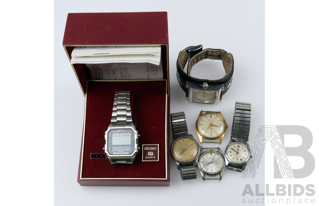 Collection of (6) Vintage Watches Including Digital Seiko in Original Box