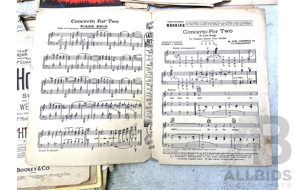 Bulk Lot of Vintage Music & Song Books (1890s-1940s) & Two Volumes of Henry Lawson's Complete Works (1885-1900 & 1901-1922)