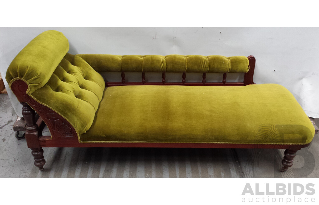 Green Chaise Lounge and Set of 6 Chairs