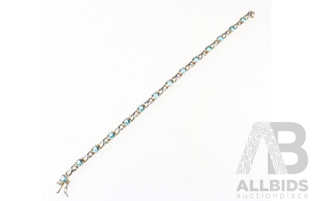 Sterling Silver Topaz Set Bracelet, 18cm, 7.71 Grams, Hallmarked 925