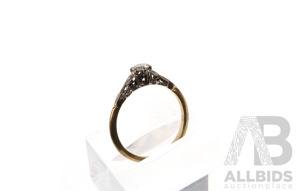Vintage 18ct & Platinum Diamond Ring, Est TDW 0.25ct, Size M, 2.17 Grams