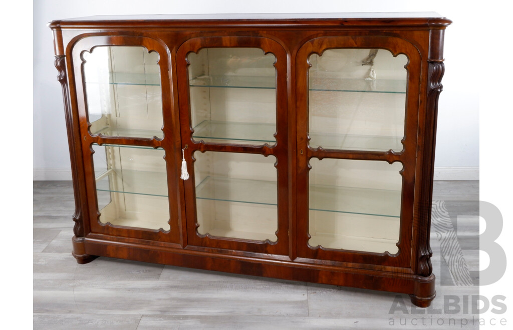 Antique Style Mahogany China Cabinet with Glass Panel Doors and Sides, 20th Century