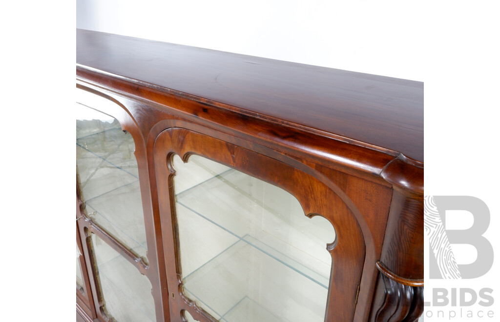 Antique Style Mahogany China Cabinet with Glass Panel Doors and Sides, 20th Century