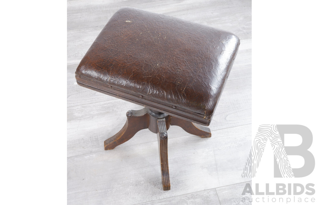 Antique Studded Leather Piano Stool