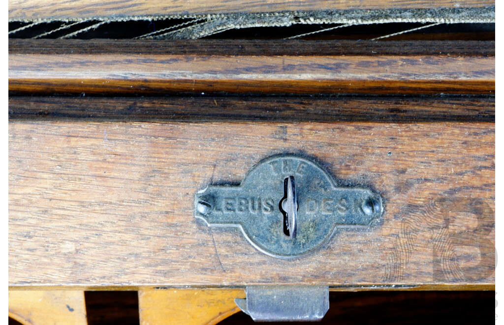 Antique Oak Roll Top 'The Lebus Desk', Early to Mid 20th Century
