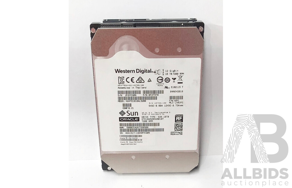 Western Digital (HUH721010AL5200) 10TB 7.2K SAS 12Gb/s 3.5-Inch Hard Drive