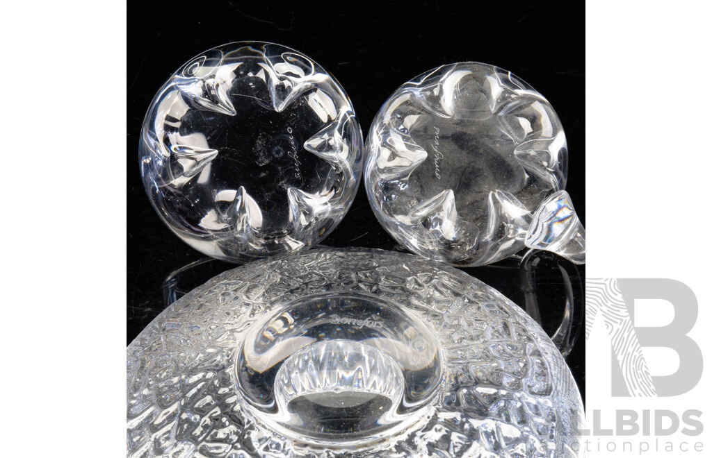 Three Retro Oreffors Crystal Pieces Comprising Votive, Jug and Bowl