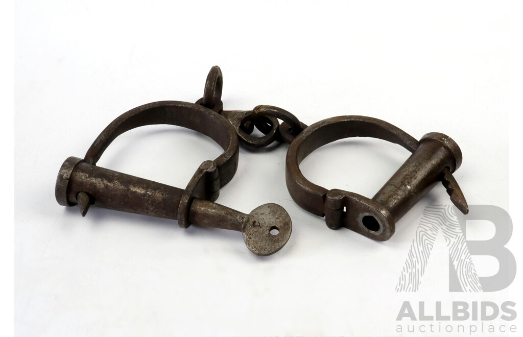 Set Antique Convict Iron Shackles