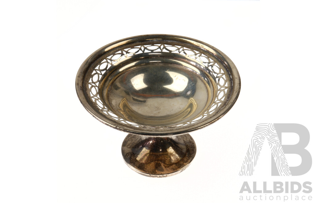 Vintage Sterling Silver Footed Dish with Pierced Sides, Birmingham, 1921