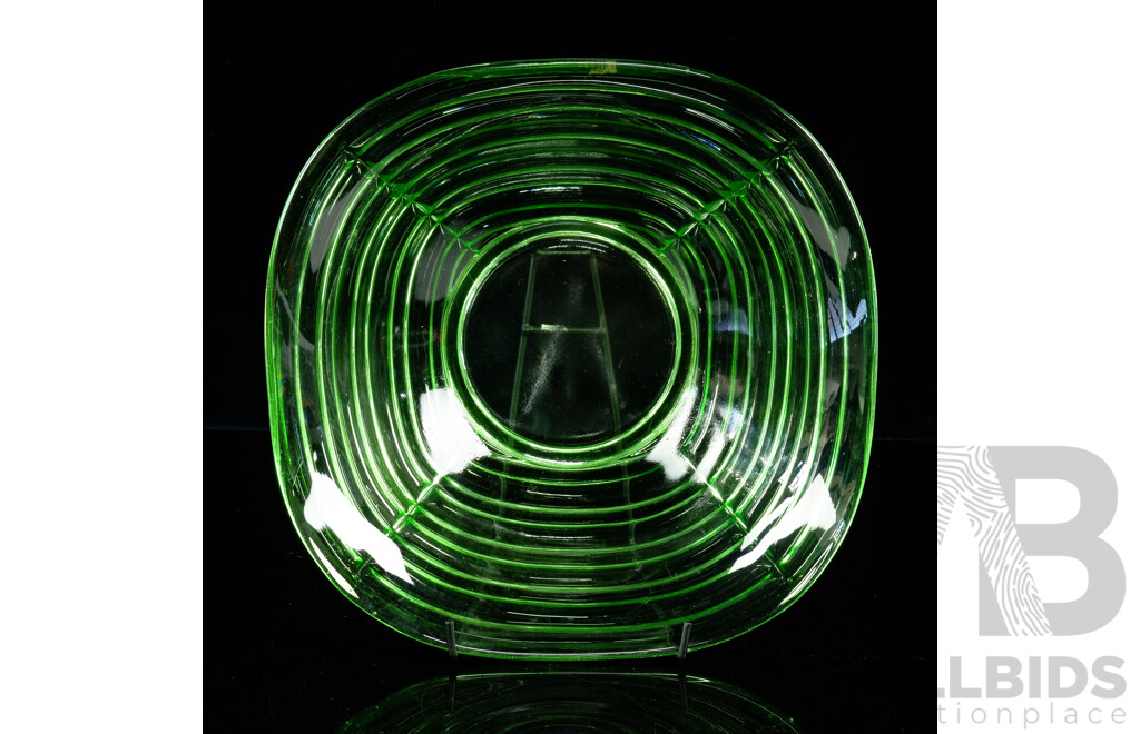 Vintage Uranium Glass Square Form Bowl