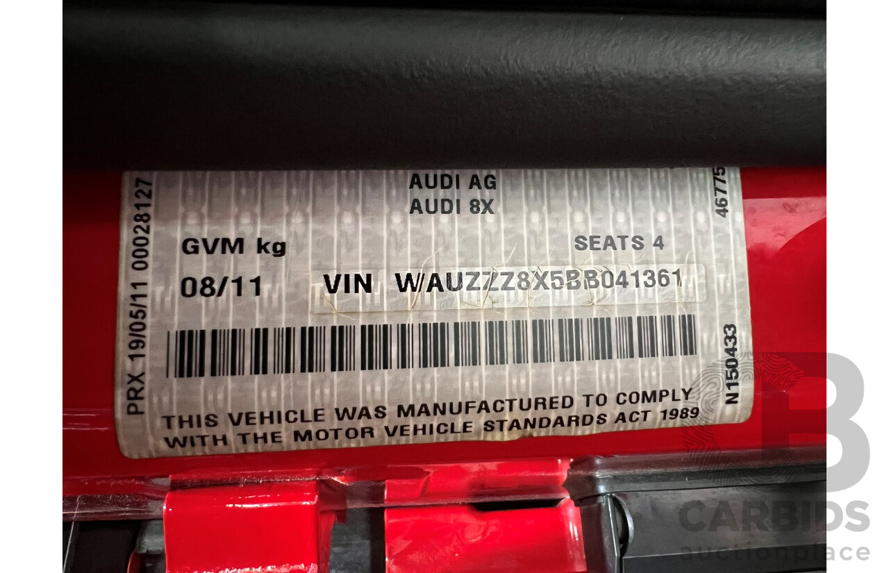 8/2011 Audi A1 1.4 TFSI Ambition 8X 3d Hatchback Red 1.4L Turbo