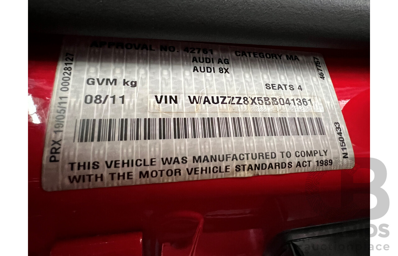 8/2011 Audi A1 1.4 TFSI Ambition 8X 3d Hatchback Red 1.4L Turbo
