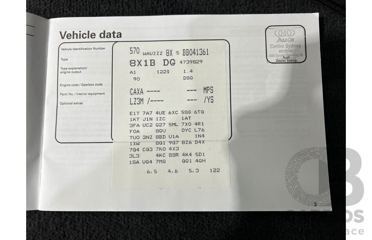 8/2011 Audi A1 1.4 TFSI Ambition 8X 3d Hatchback Red 1.4L Turbo