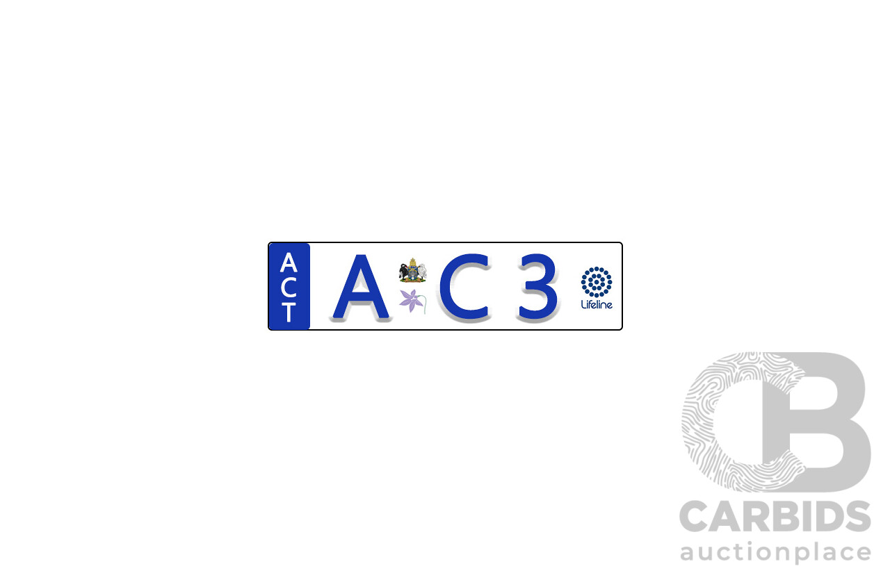 ACT Three Character Number Plate - AC3