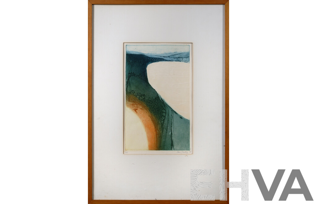 Laura Steinberg (born 1940, New Zealand), Hutt Motorway, Coloured Etching