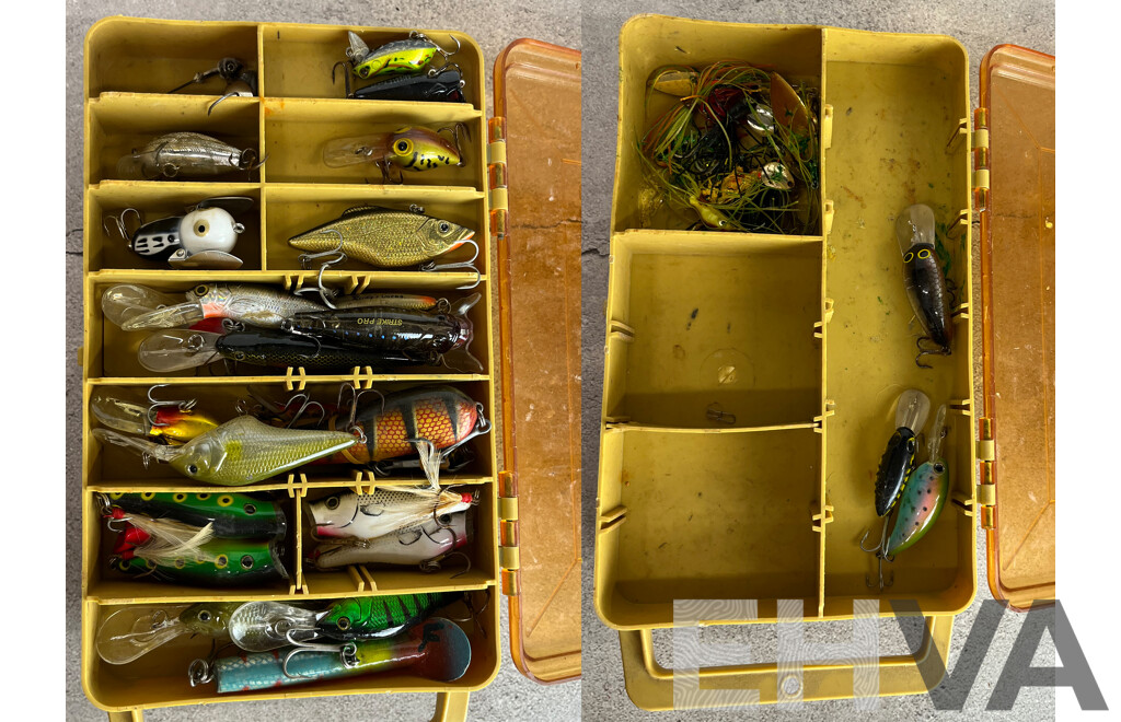 Collection of Vintage Flys in Double Sided Tackle Box