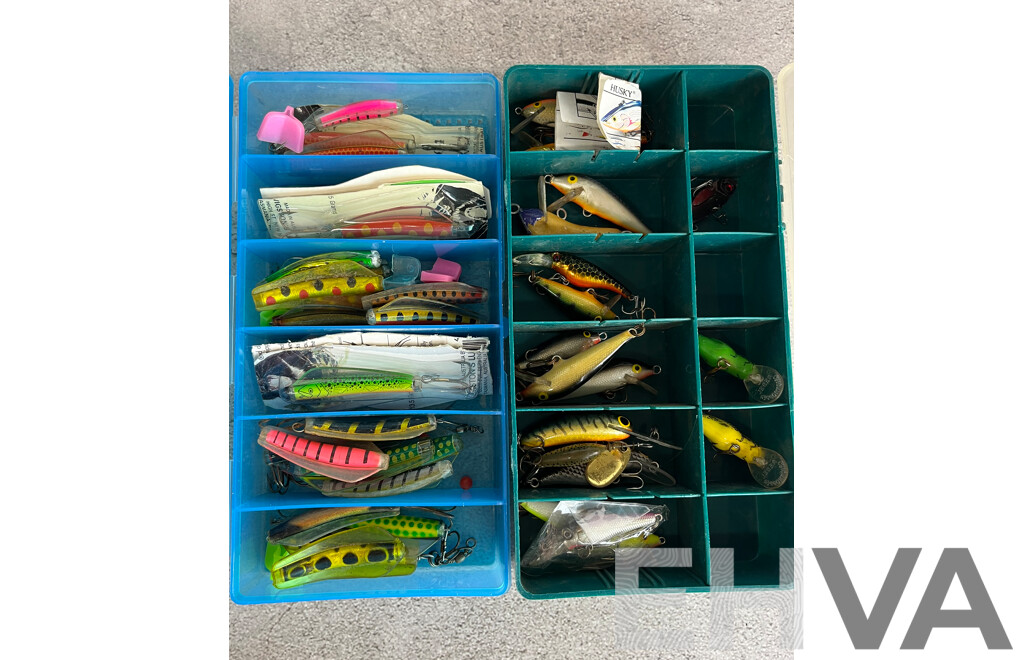 Collection of Fly Lures in Two Tackle Boxes