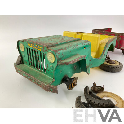 Vintage Wyn-Toys Pressed Steel Jeep and Trailer, Made in Australia
