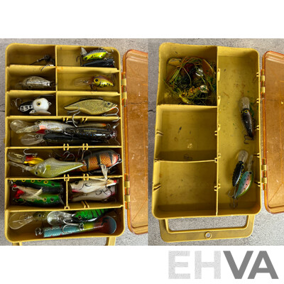 Collection of Vintage Flys in Double Sided Tackle Box