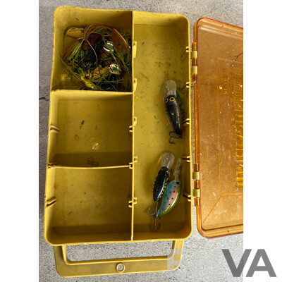 Collection of Vintage Flys in Double Sided Tackle Box