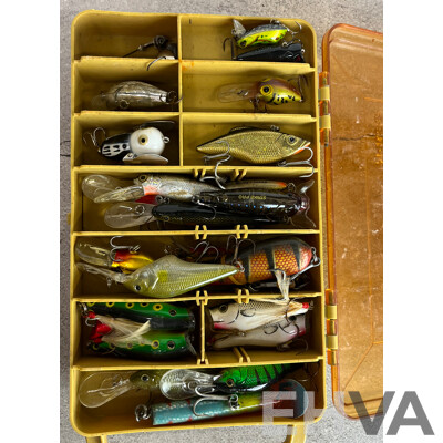 Collection of Vintage Flys in Double Sided Tackle Box