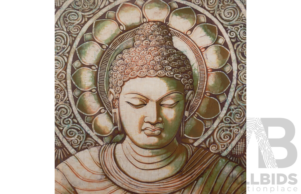 Thai Batik Painting of Buddha, 86 x 86 cm