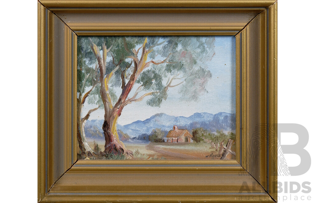 Five Australian Landscape Paintings including Nan Rogers, Edna Hope & Marcia Kirby, largest 24 x 13 cm (5)