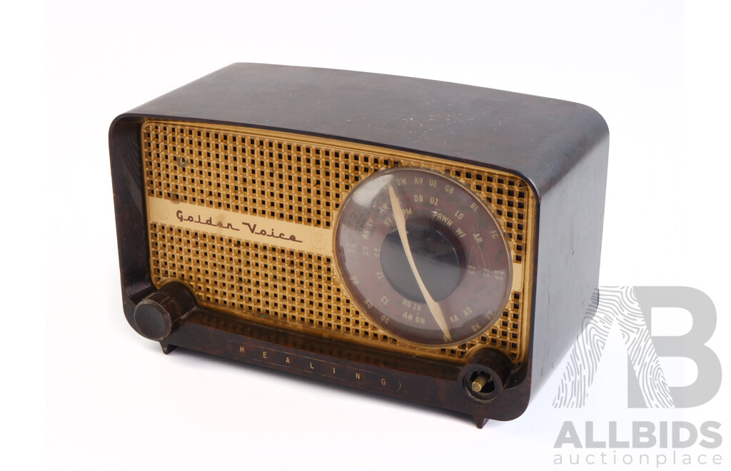 Antique Healing Golden Voice Bakelite Radio, Missing One KNob