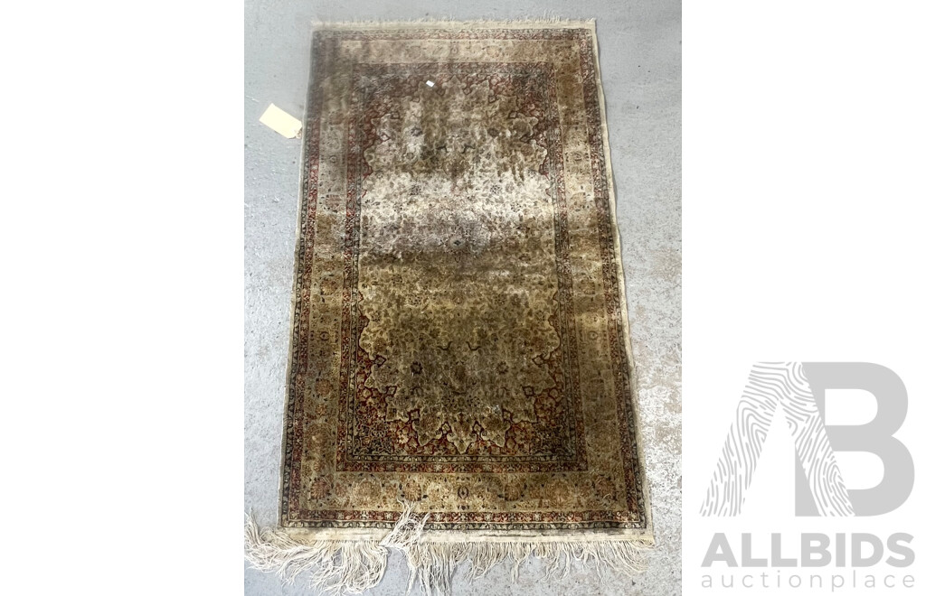 Fine Hand Knotted Full Silk Persian Rug with Book Cover Design
