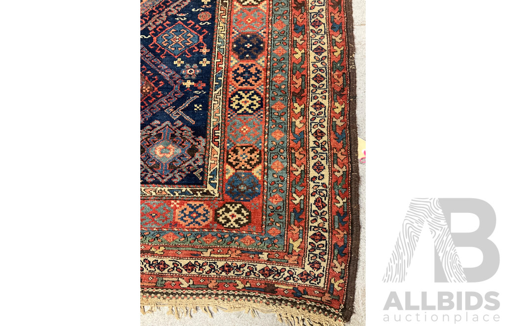 Antique Large North Persian Jaff Kurd Hand Knotted Wool Carpet Classic Latched Hook Design and Great Colours, Circa 1890
