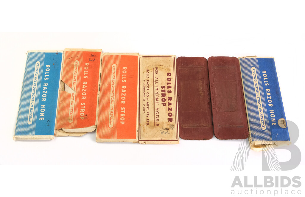 Collection of Five Vintage Rolls Razors and Spare Blades