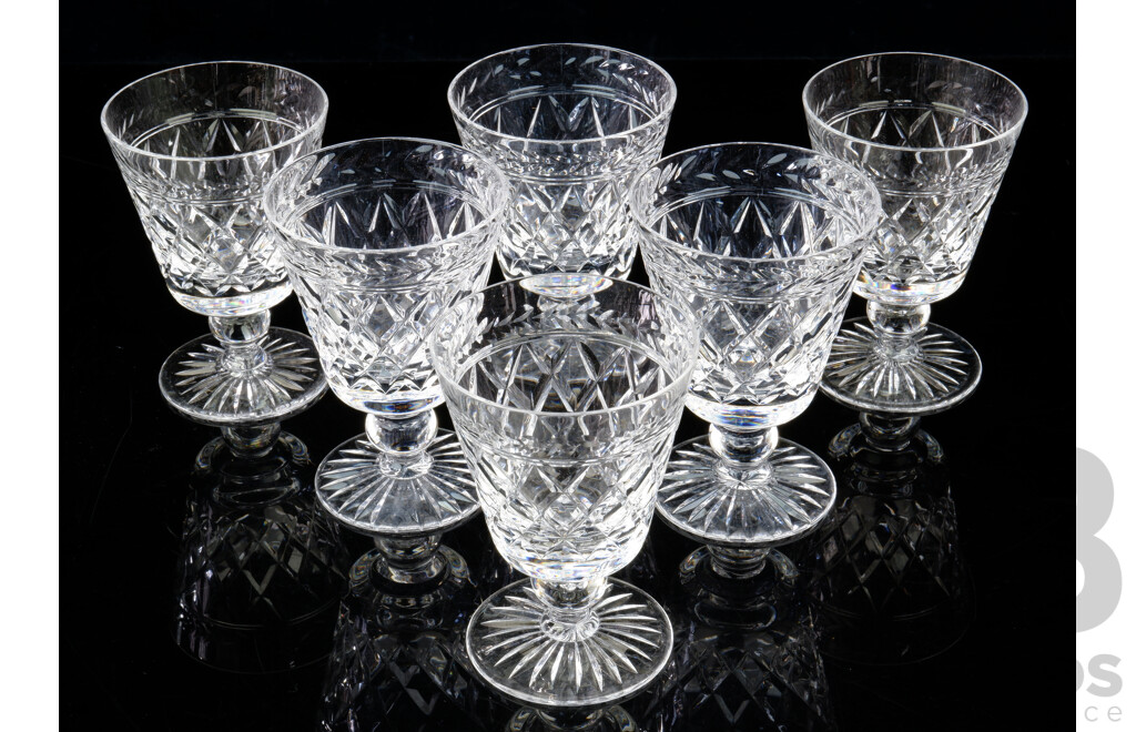 Six Cut Crystal Port Glasses, Height 10cm, (6)