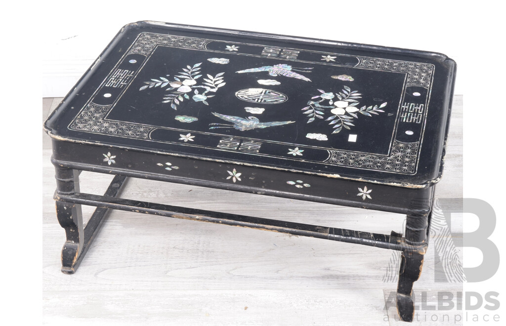 Koren Black Lacuqer and Mother of Pearl Tea Table