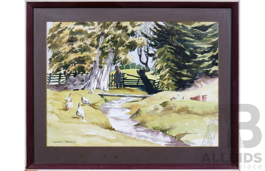 Garrick Tremain (Born 1949), Meadow Stream - Near Queenstown 1974, Watercolour