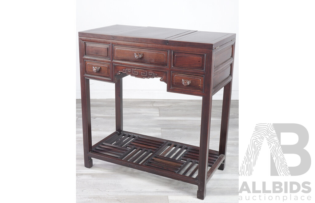 Good Antique Chinese Hongmu Rosewood Dressing Table, the Drawers with Lion's Mask Handles, Early 20th Century