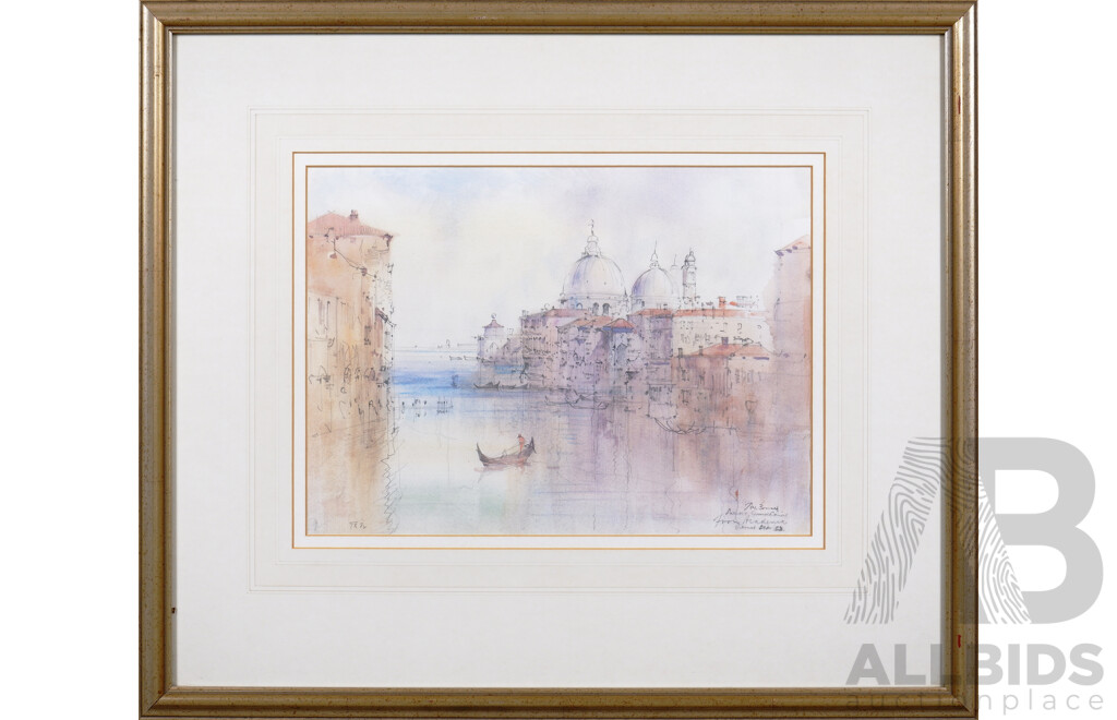 John Borrack (Born 1933), View of Grand Canal From Academia - Venice 1983, Graphite and Watercolour