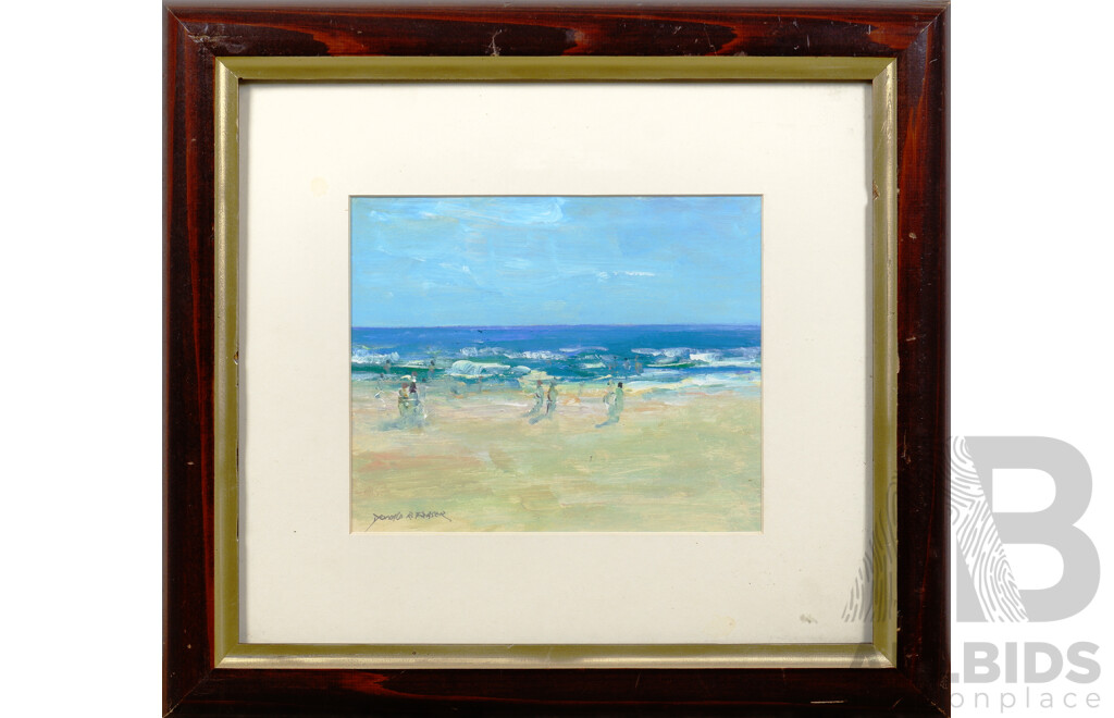 Donald Fraser (1929-2009), Untitled (Beach Scene), Oil on Card