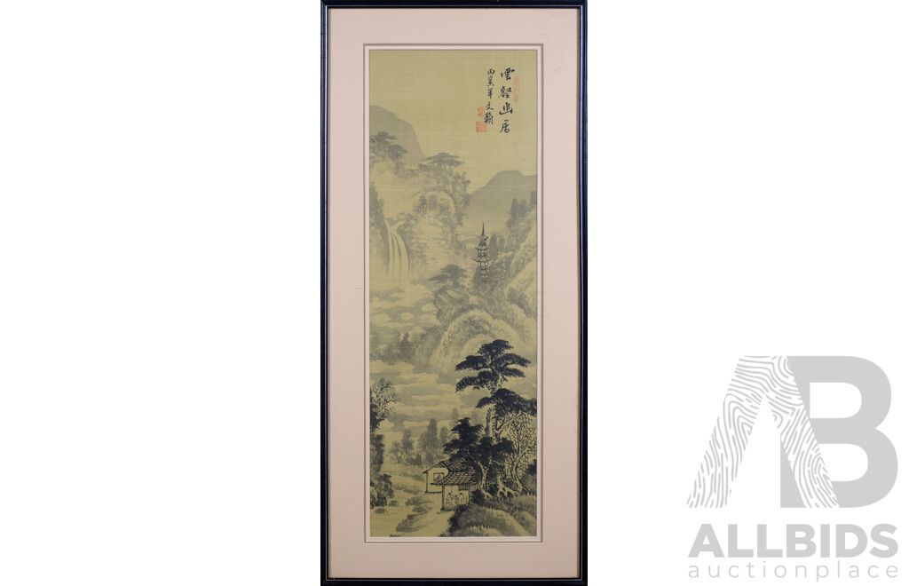 Framed Pair of Chinese Ink Paintings on Silk (2)