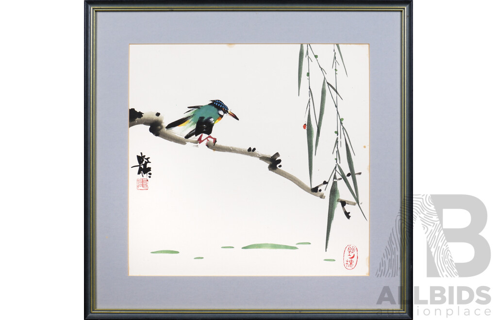 Pair of Chinese Ink & Watercolour Paintings on Paper (2)