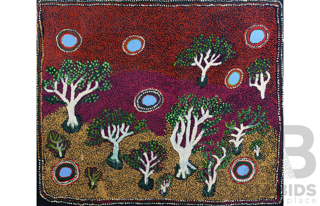 Mick Wikilyirri (Born 1940, Pitjantjatjara Language Group), Amata, Acrylic on Canvas