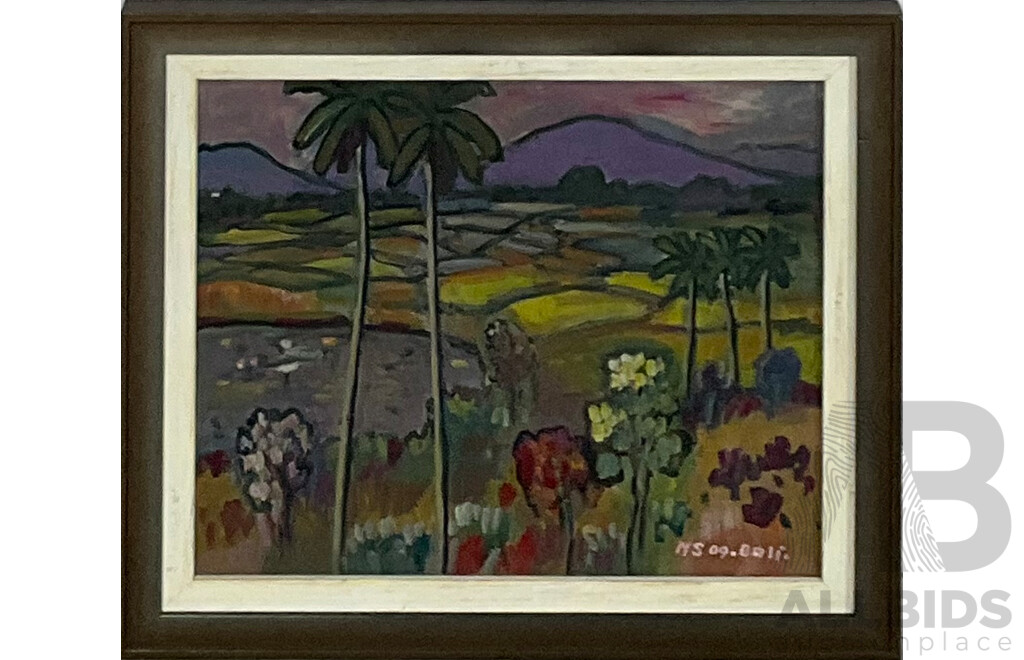 Balinese Landscape at Sunset 2009, Oil on Landscape