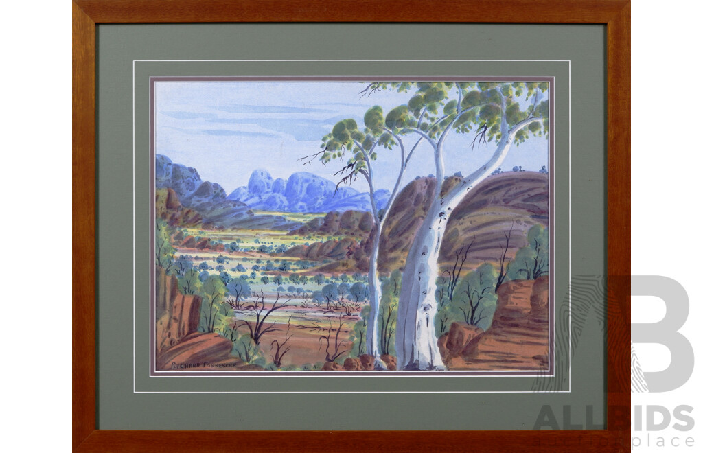 Richard Forrester (born C1938, Luritja Language Group), Central Australian Landscape, Watercolour