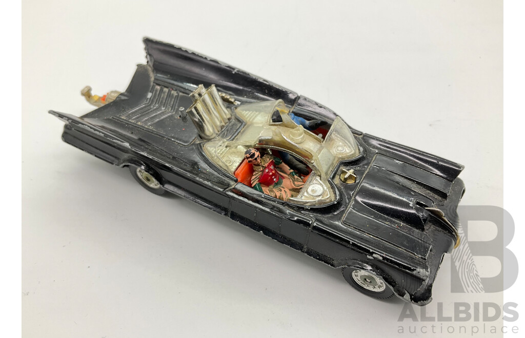 Vintage Corgi Diecast Batmobile with Batman and Robin Figures