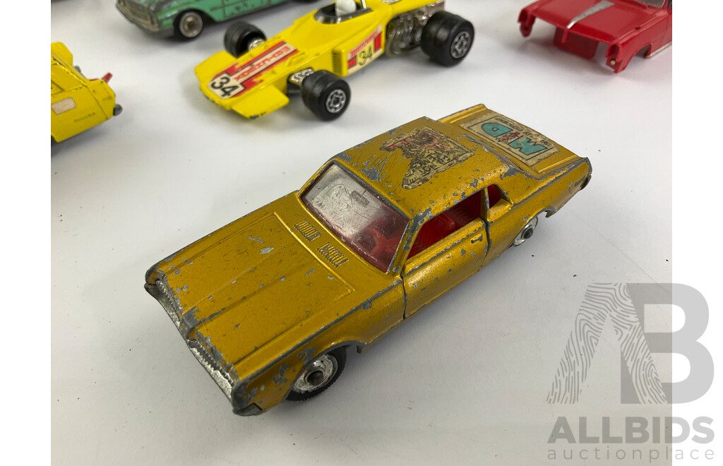 Collection of Vintage Diecast and Plastic Vehicles Including Matchbox Super Kings and Dinky Toys