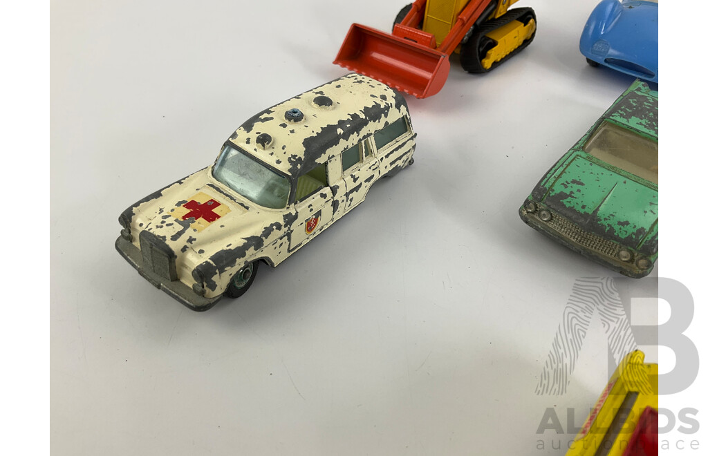 Collection of Vintage Diecast and Plastic Vehicles Including Matchbox Super Kings and Dinky Toys