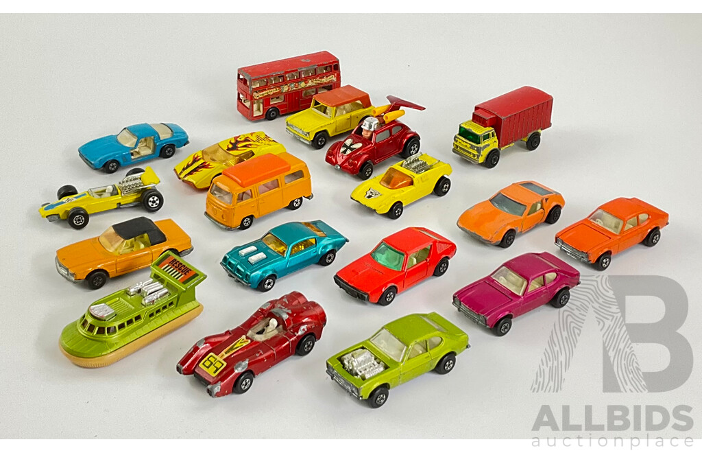 Vintage Matchbox Vehicles Including Hot Rocker Capri, Hovercraft, Pontiac Firebird and More