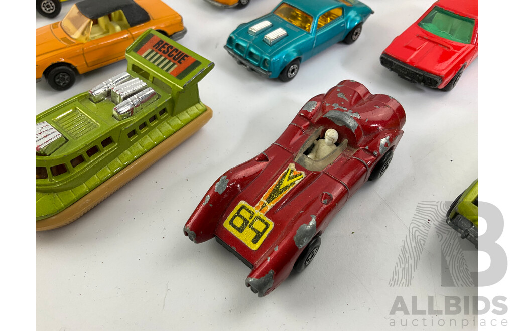 Vintage Matchbox Vehicles Including Hot Rocker Capri, Hovercraft, Pontiac Firebird and More